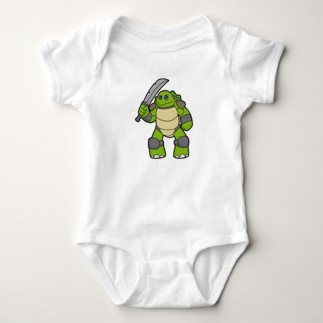 Turtle as Warrior with Sword Baby Bodysuit (Front)