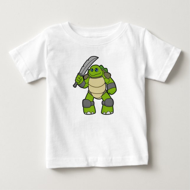 Turtle as Warrior with Sword Baby T-Shirt (Front)