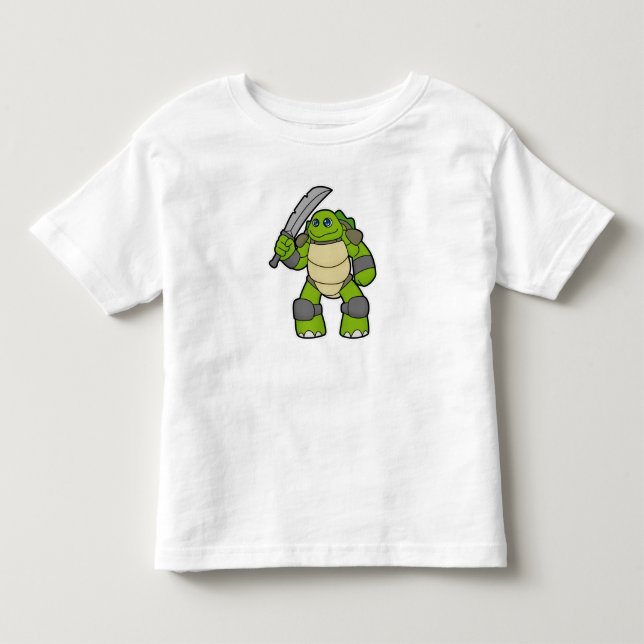 Turtle as Warrior with Sword Toddler T-Shirt (Front)