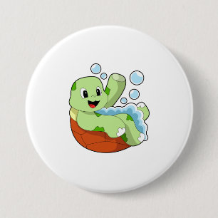 Turtle at Bathing with Foam 7.5 Cm Round Badge
