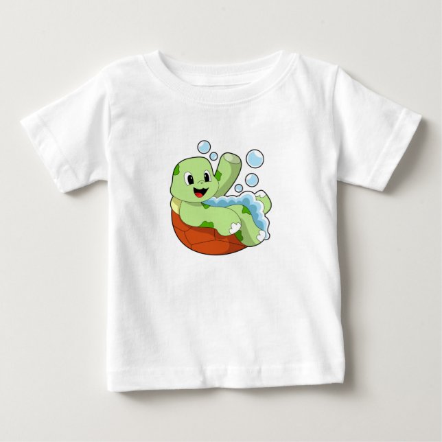 Turtle at Bathing with Foam Baby T-Shirt (Front)