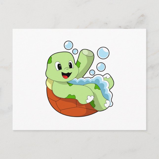 Turtle at Bathing with Foam Postcard (Front)