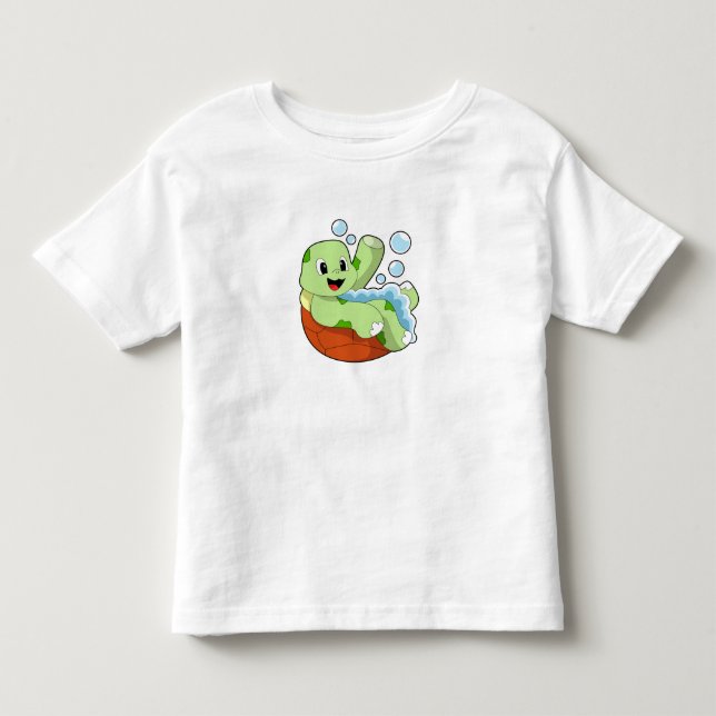 Turtle at Bathing with Foam Toddler T-Shirt (Front)