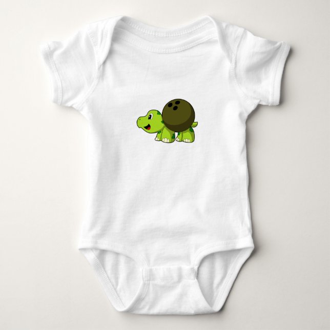 Turtle at Bowling with Bowling ball Baby Bodysuit (Front)
