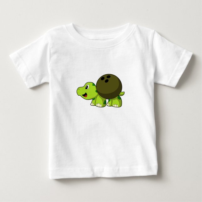 Turtle at Bowling with Bowling ball Baby T-Shirt (Front)