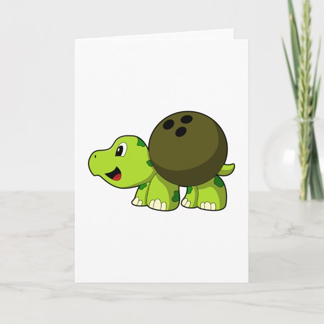 Turtle at Bowling with Bowling ball Card (Front)