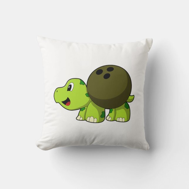 Turtle at Bowling with Bowling ball Cushion (Front)