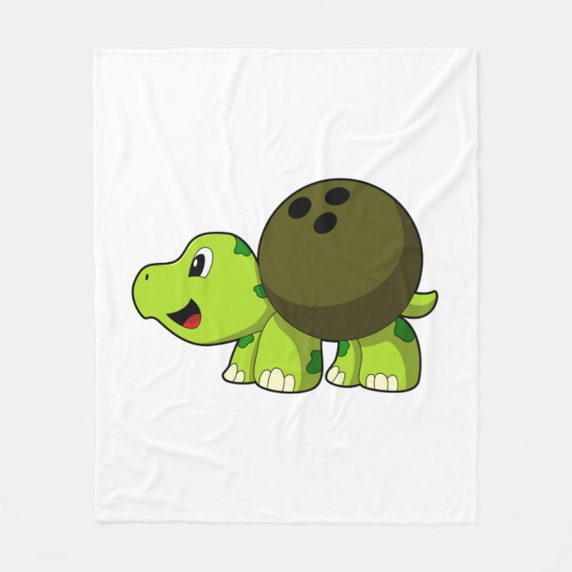 Turtle at Bowling with Bowling ball Fleece Blanket (Front)
