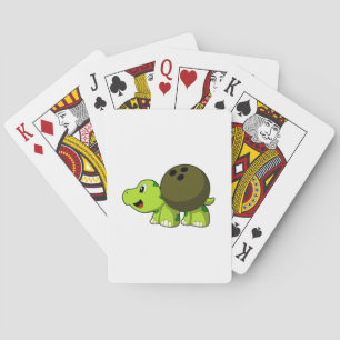 Turtle at Bowling with Bowling ball Playing Cards