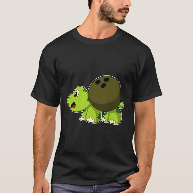 Turtle at Bowling with Bowling ball T-Shirt (Front)
