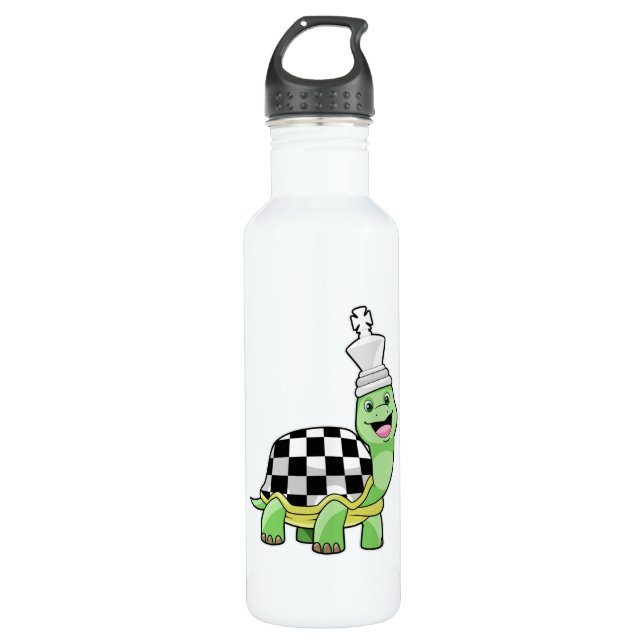 Turtle at Chess with Chess board & King 710 Ml Water Bottle (Front)