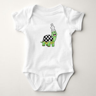 Turtle at Chess with Chess board & King Baby Bodysuit
