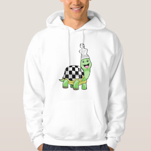 Turtle at Chess with Chess board & King Hoodie