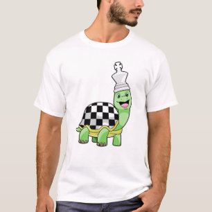 Turtle at Chess with Chess board & King T-Shirt