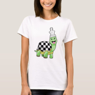 Turtle at Chess with Chess board & King T-Shirt
