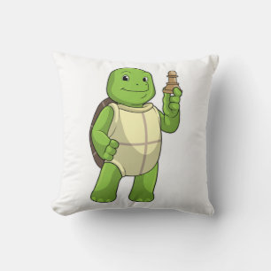 Turtle at Chess with Chess piece Pawn Cushion