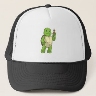 Turtle At Chess With Chess Piece Pawn Trucker Hat