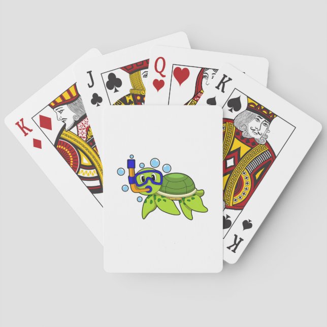 Turtle at Diving with Snorkel Playing Cards (Back)