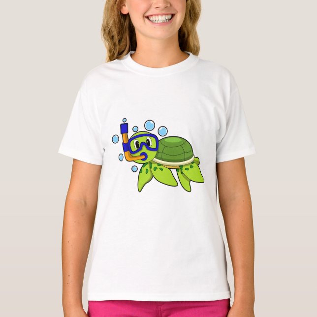 Turtle at Diving with Snorkel T-Shirt (Front)
