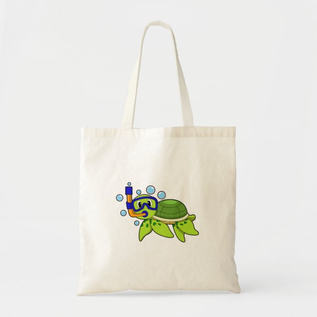 Turtle at Diving with Snorkel Tote Bag (Front)
