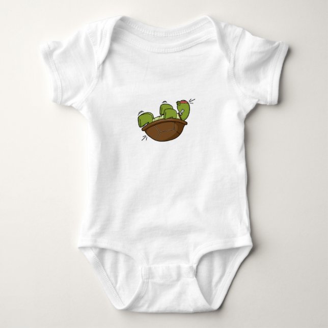 Turtle at Exercise for Abdominla muscles Baby Bodysuit (Front)
