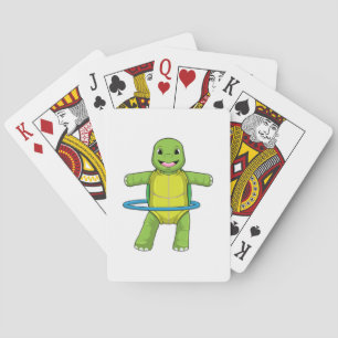 Turtle at Fitness with Fitness tires Playing Cards