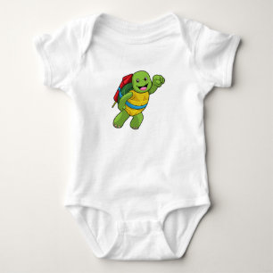 Turtle at Flying with Rocket Baby Bodysuit
