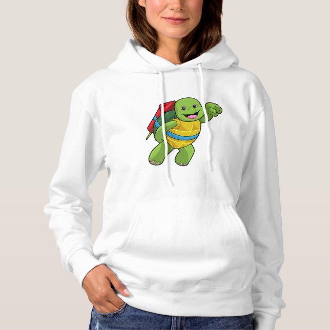 Turtle at Flying with Rocket Hoodie (Front)