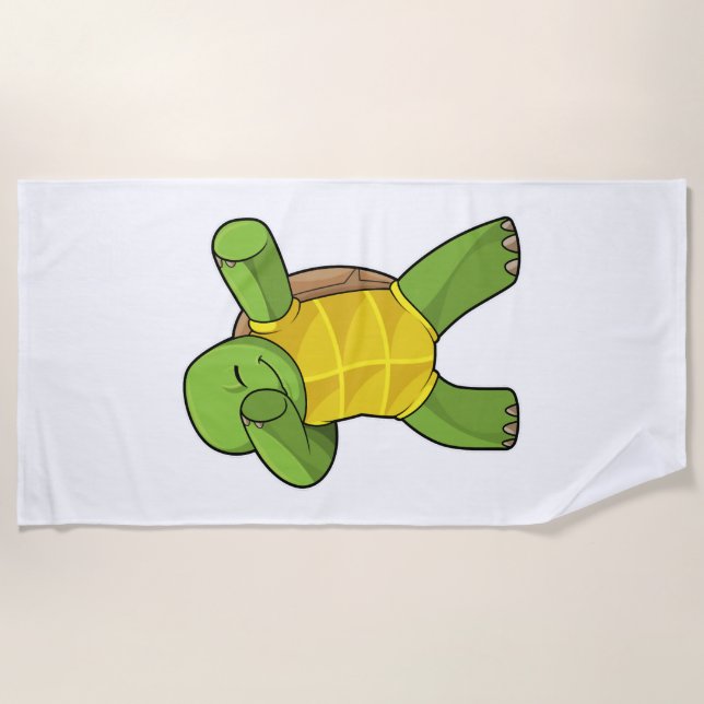Turtle At Hip Hop Dance Dab Beach Towel (Front)