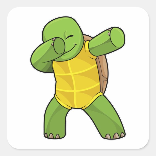 Turtle at Hip Hop Dance Dab Square Sticker (Front)