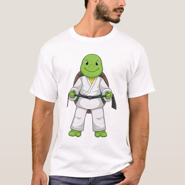 Turtle at Martial arts with black Belt T-Shirt (Front)