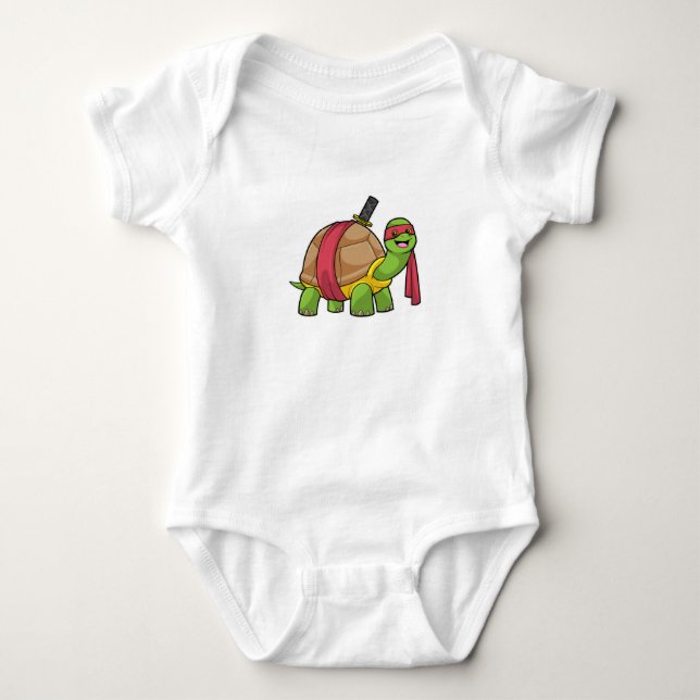 Turtle at Martial arts with Sword Baby Bodysuit (Front)