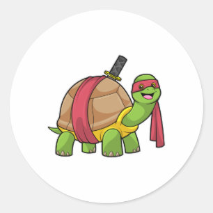 Turtle at Martial arts with Sword Classic Round Sticker