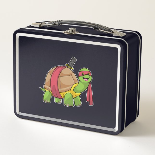 Turtle at Martial arts with Sword Metal Lunch Box (Front)
