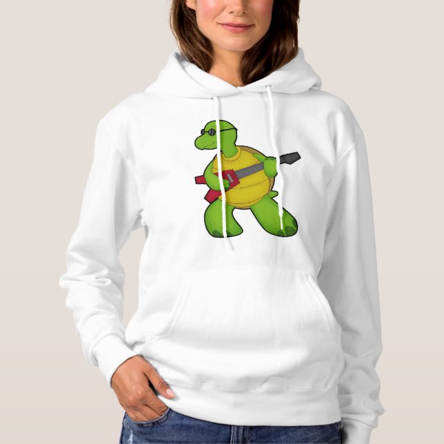 Turtle at Music with Guitar & Sunglasses Hoodie (Front)