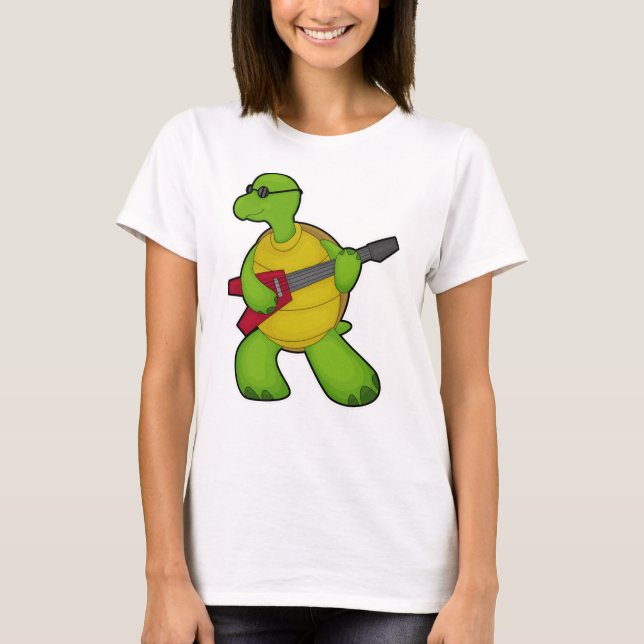 Turtle at Music with Guitar & Sunglasses T-Shirt (Front)