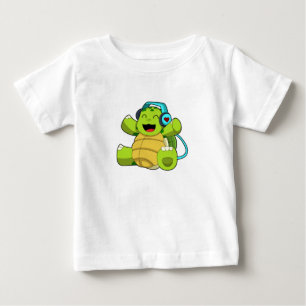 Turtle at Music with Headphone Baby T-Shirt