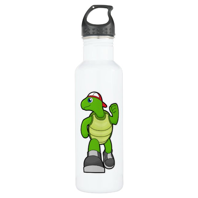 Turtle at Running with Cap 710 Ml Water Bottle (Front)