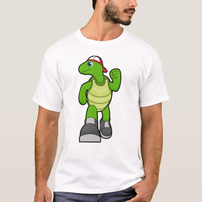Turtle at Running with Cap T-Shirt (Front)