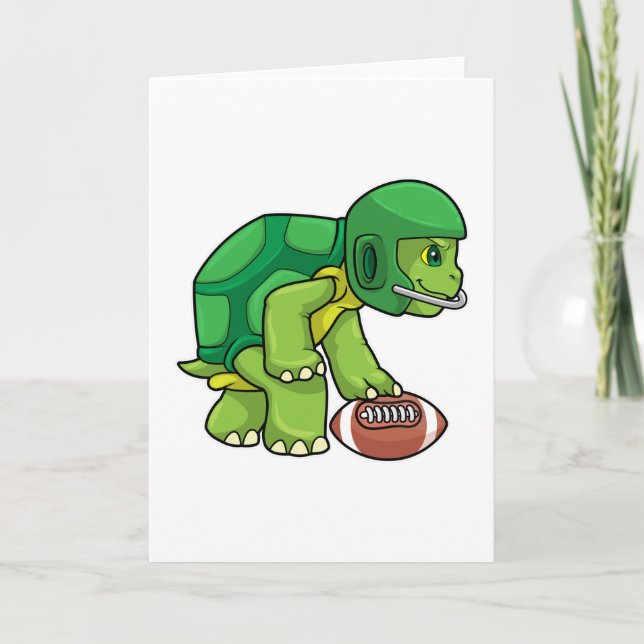 Turtle at Sports with Football & Helmet Card (Front)