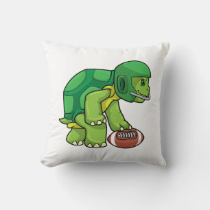 Turtle at Sports with Football & Helmet Cushion