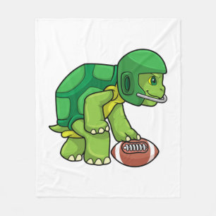 Turtle at Sports with Football & Helmet Fleece Blanket