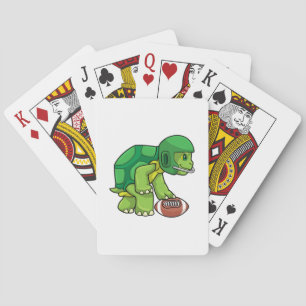 Turtle at Sports with Football & Helmet Playing Cards