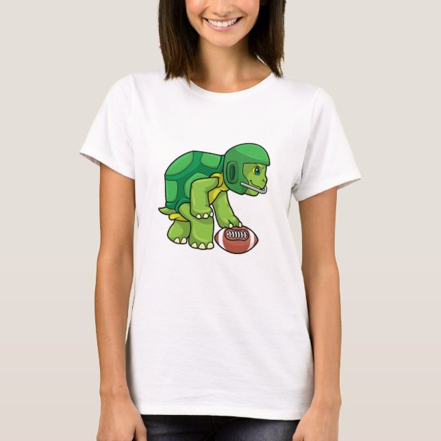 Turtle at Sports with Football & Helmet T-Shirt (Front)