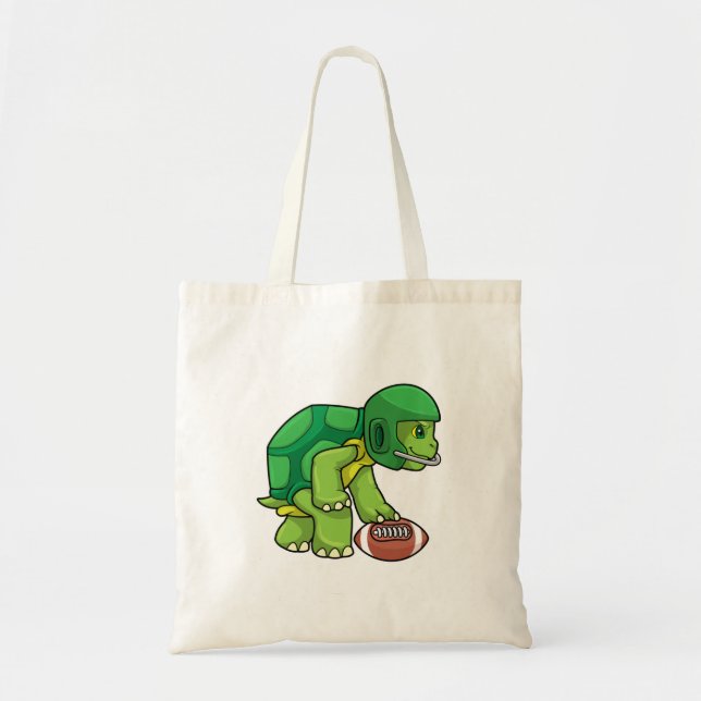 Turtle at Sports with Football & Helmet Tote Bag (Front)