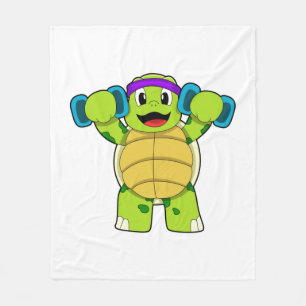 Turtle at Strength training & Dumbbells Fleece Blanket
