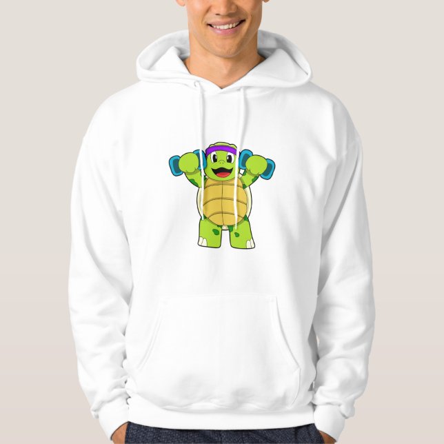 Turtle at Strength training & Dumbbells Hoodie (Front)