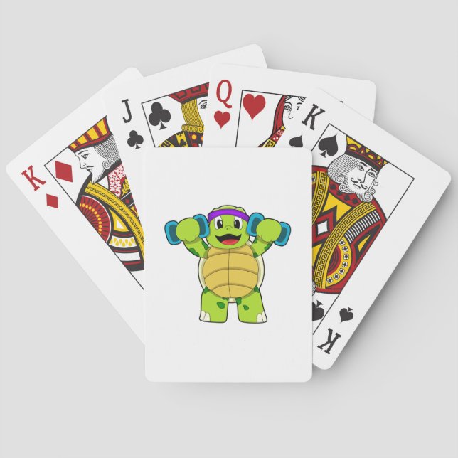 Turtle at Strength training & Dumbbells Playing Cards (Back)