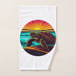 Turtle at Sunset, Inspiring Nature Design Hand Towel