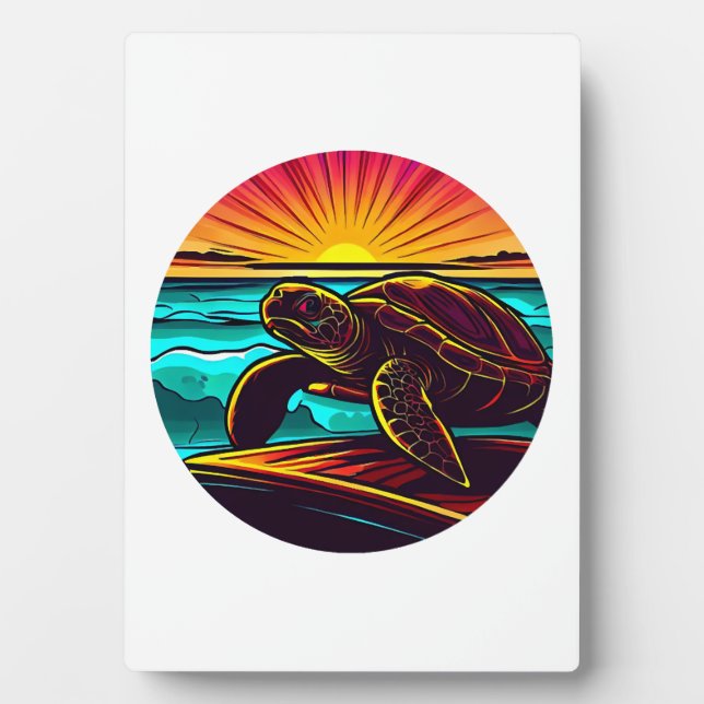 Turtle at Sunset, Inspiring Nature Design Plaque (Front)